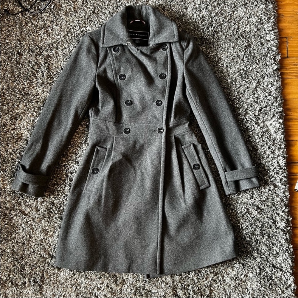Women's Double-Breasted Tommy Hilfiger Gray Coat XS